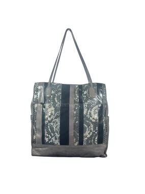 Hobo The Original Leather Tote Bag Snakeskin Patchwork Shoulder Bag Gray Black